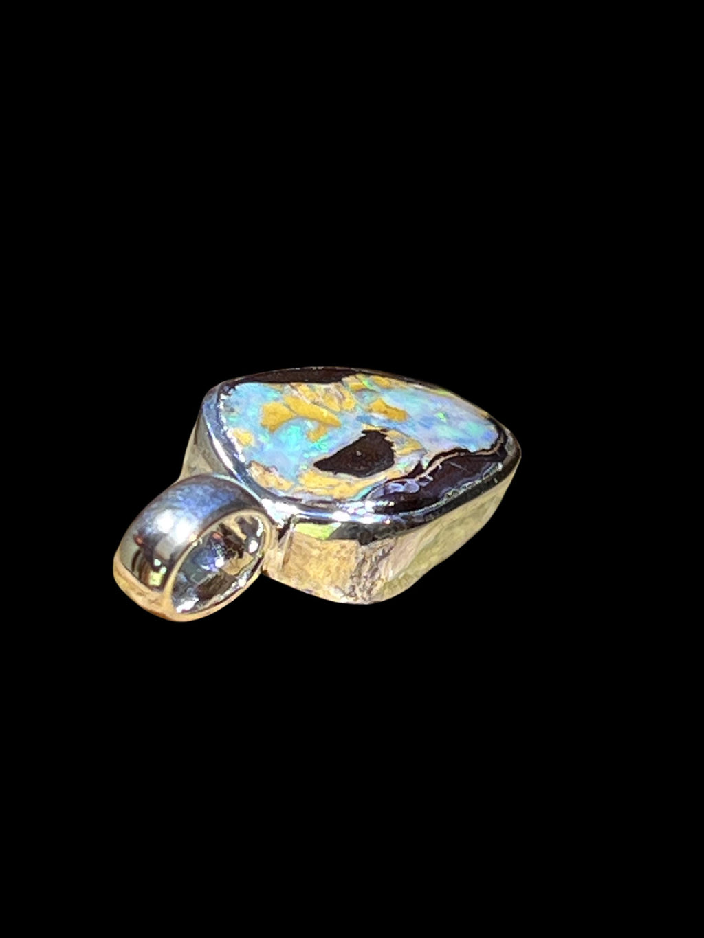 Boulder Opal Naturstrucktur Anhänger in Sterlingsilber