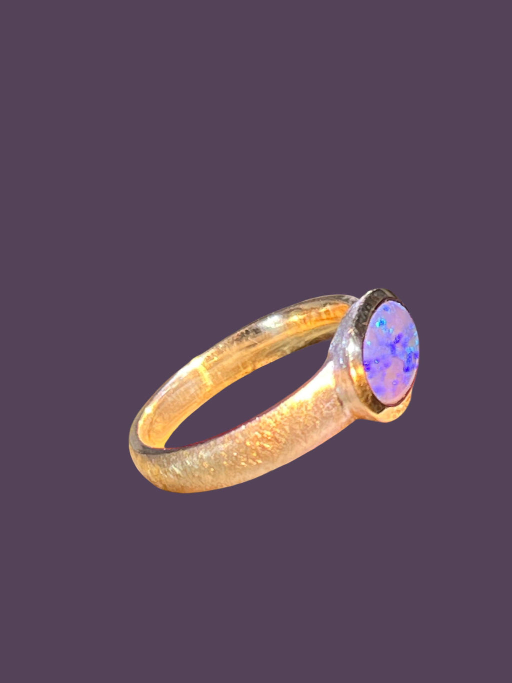 natürlicher Schwarzopal Tagespreis  aus Lightning Ridge Sterling Silberring 18kt Goldvermeilfassung deutsche Handarbeit