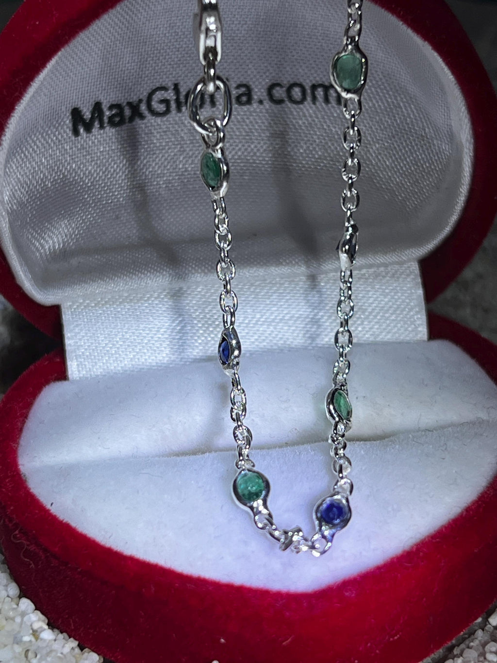 Smaragd und Saphire im Sterlingsilber Armband