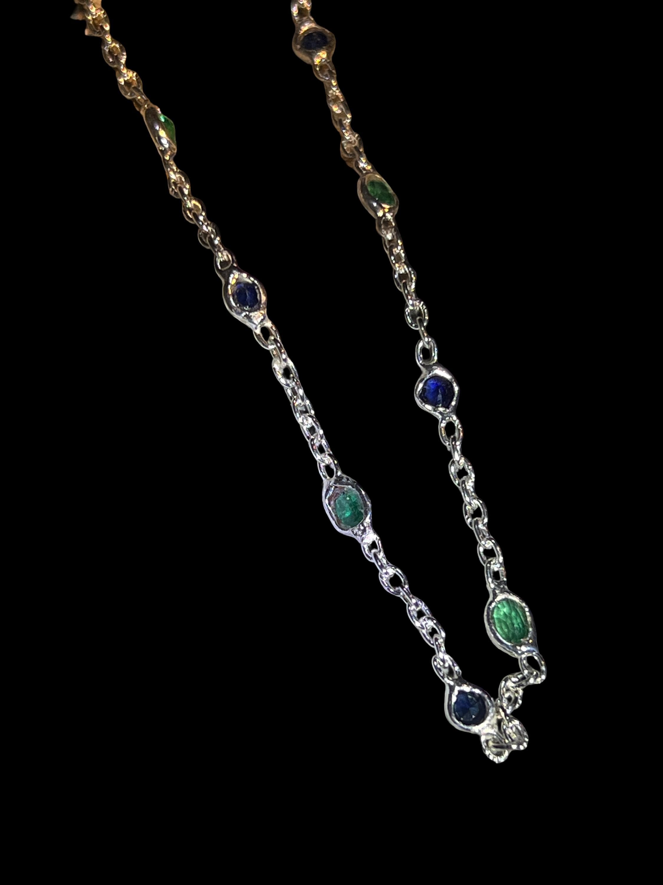 Smaragd und Saphire im Sterlingsilber Armband