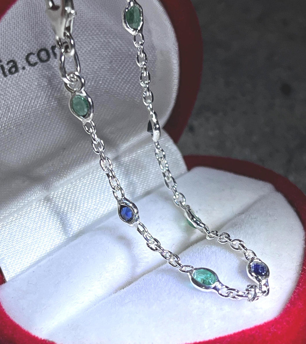 Smaragd und Saphire im Sterlingsilber Armband