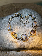 Australische Märchenbilder Boulder Opal Sterlingsilber Armband Goldvermeil Fassung 5micron deutsche Handarbeit