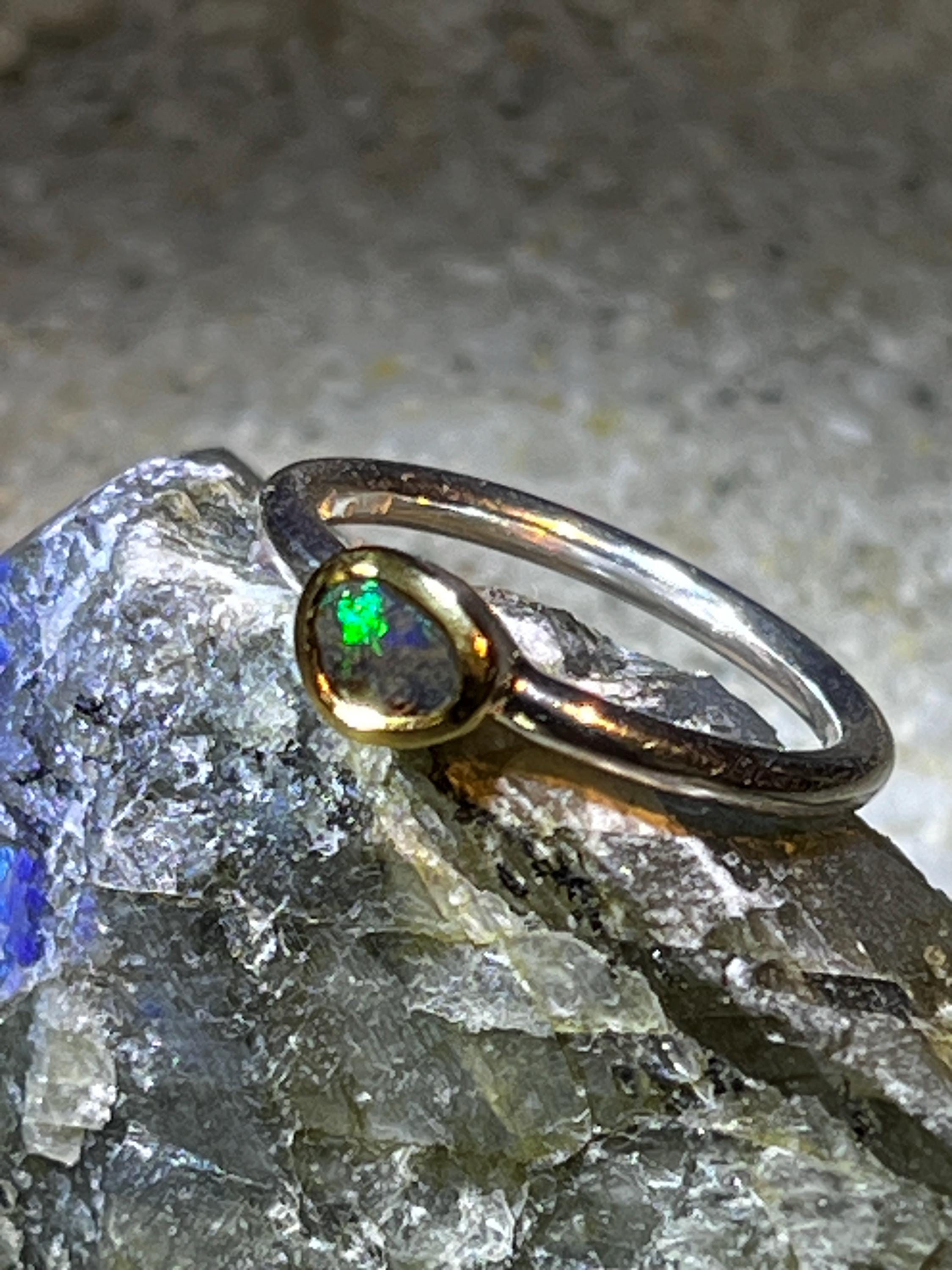 Boulderopal Tagespreis l Glücksstern Südsee Türkis in 18Kt Goldvermeil Ring in Silber deutsche Qualitätsarbeit