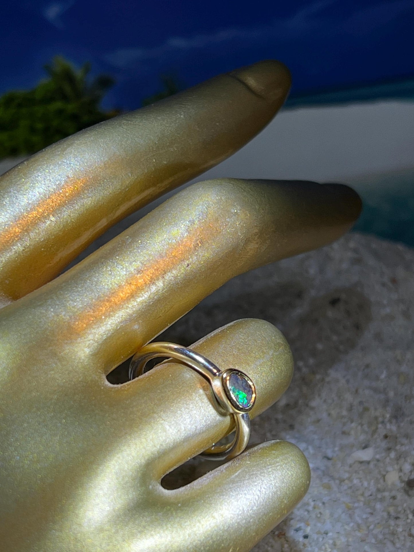 Wochenend Preis  Boulderopal  in 18Kt Goldvermeil Ring in Silber deutsche Qualitätsarbeit