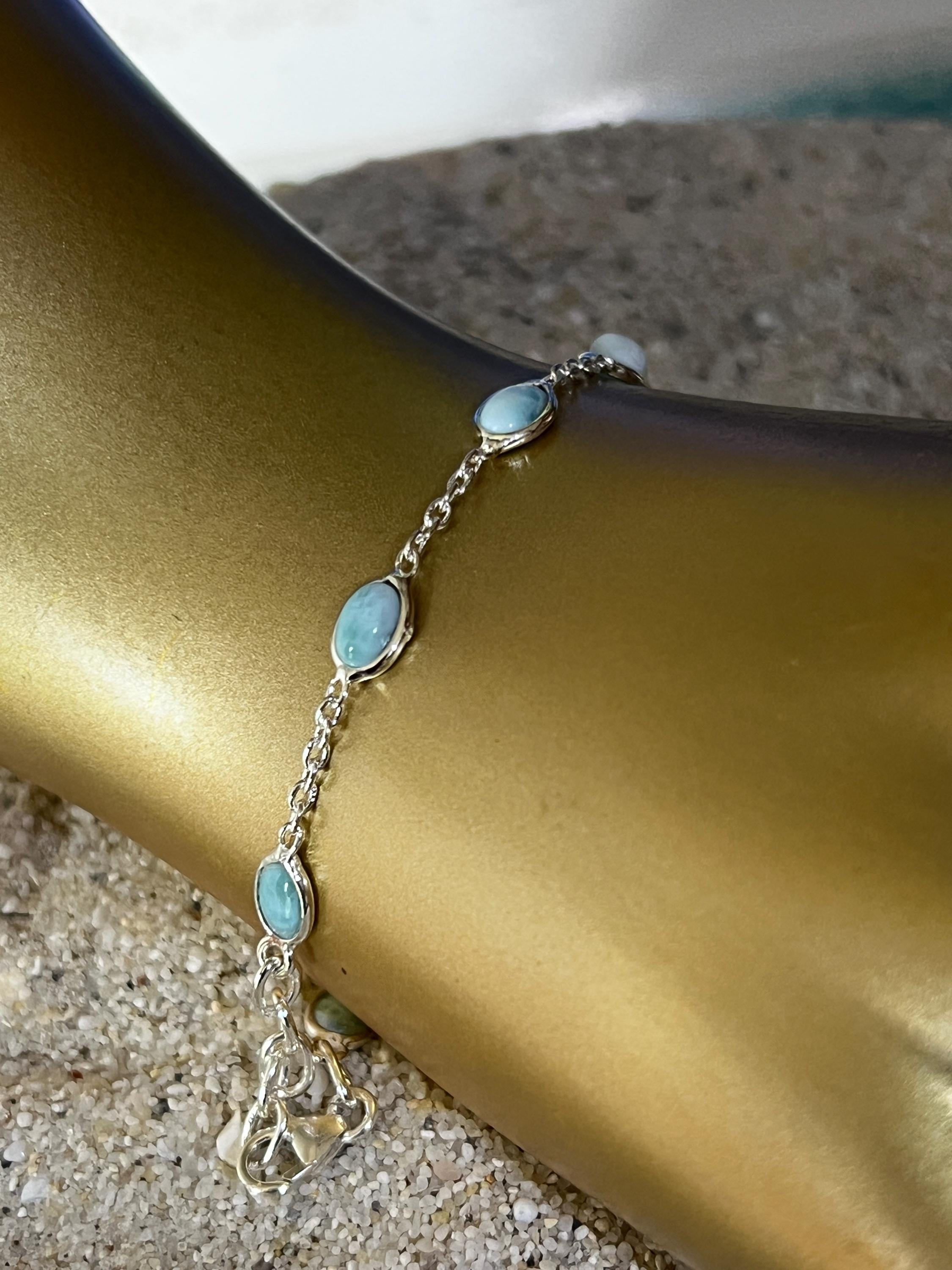Echter Larimar Atlantis Tagespreis als Gliederarmband Serlingsilber