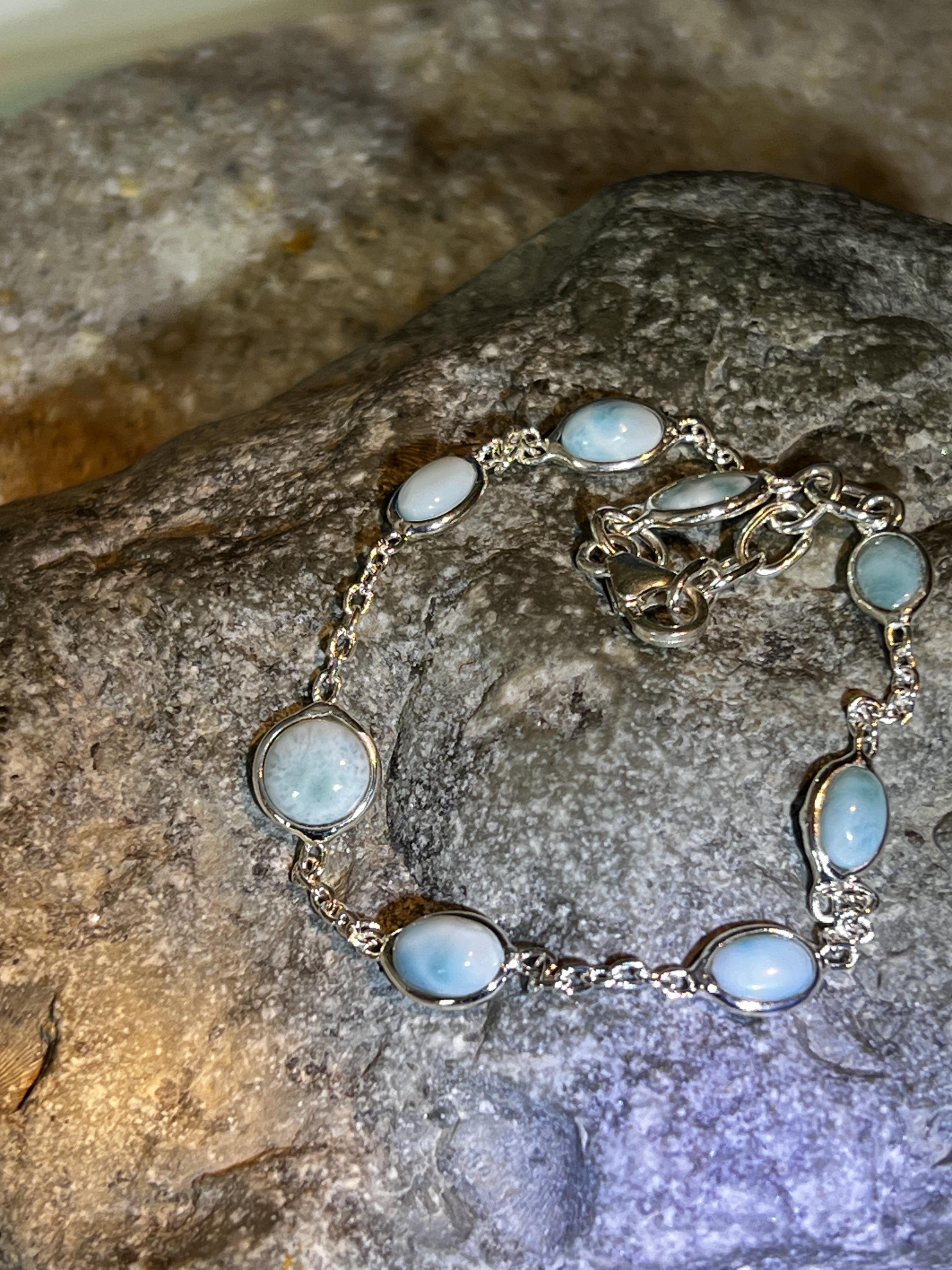 Echter Larimar Atlantis Tagespreis als Gliederarmband Serlingsilber