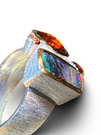 Gustav Klimt Opal mit Madagaskar Turmalin Ring in Sterlingsilber und 18Kt Gold Vermeil Fassung  deutsche Handarbeit