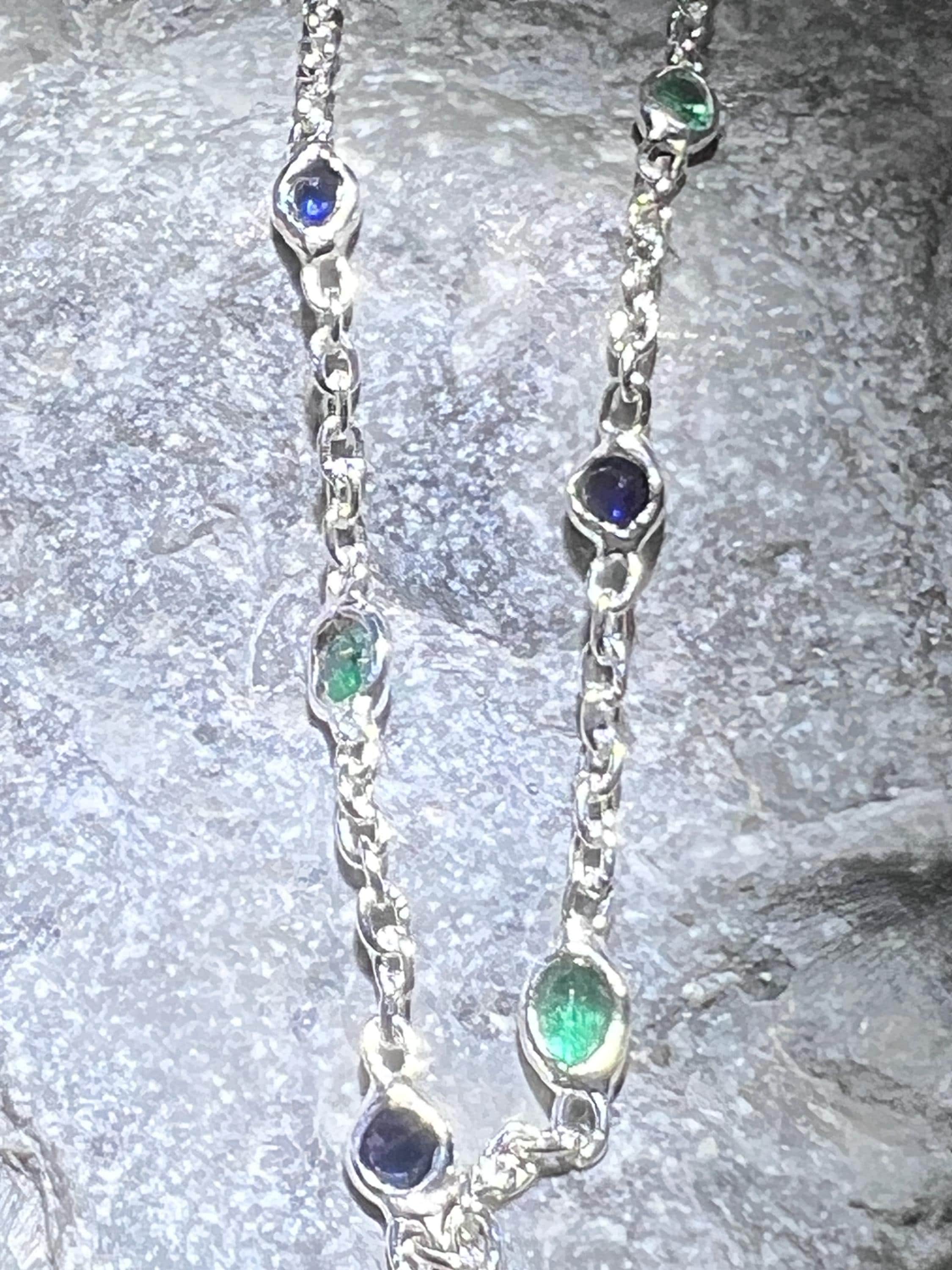 Smaragd und Saphire im Sterlingsilber Armband