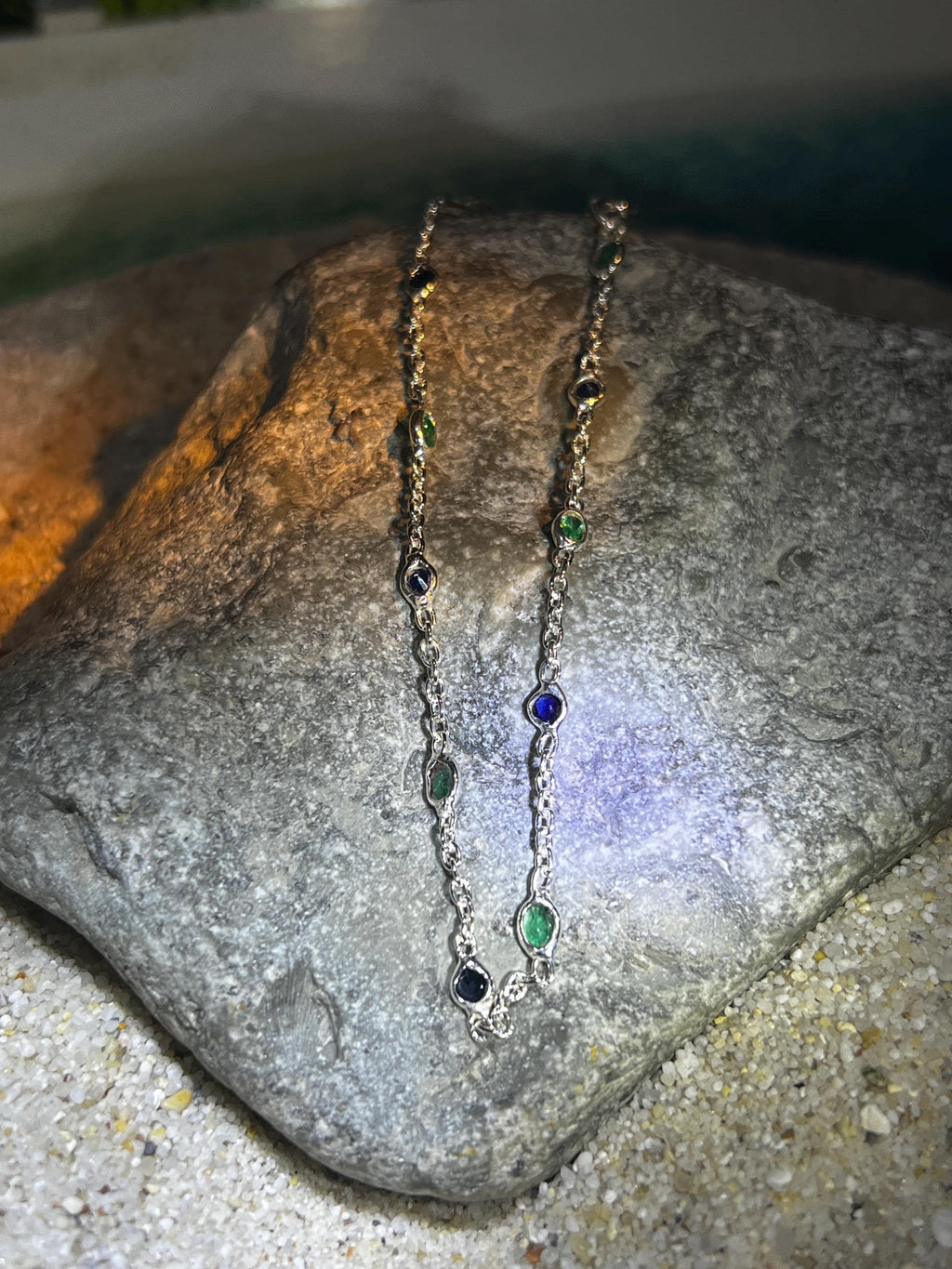 Smaragd und Saphire im Sterlingsilber Armband