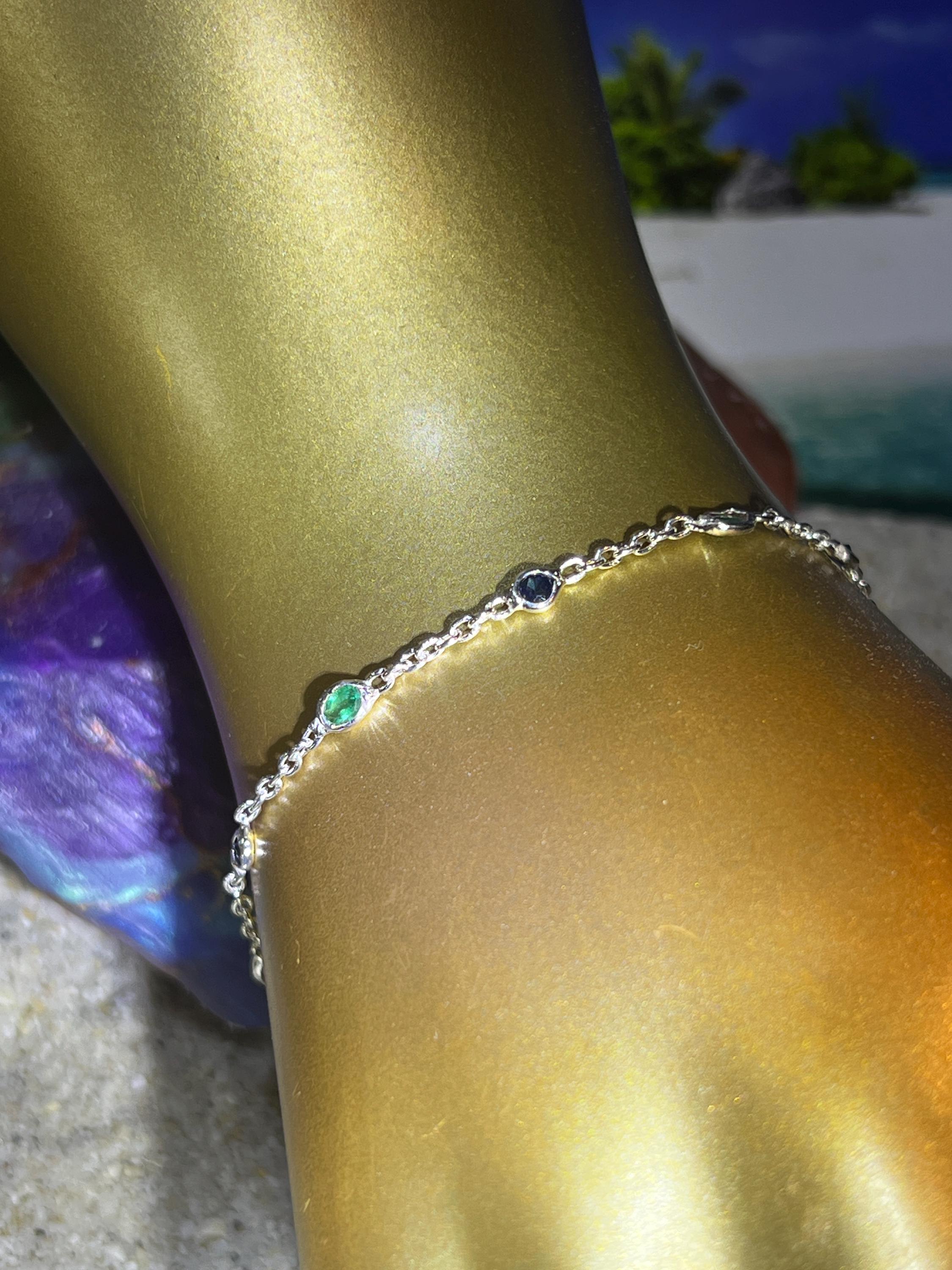 Smaragd und Saphire im Sterlingsilber Armband