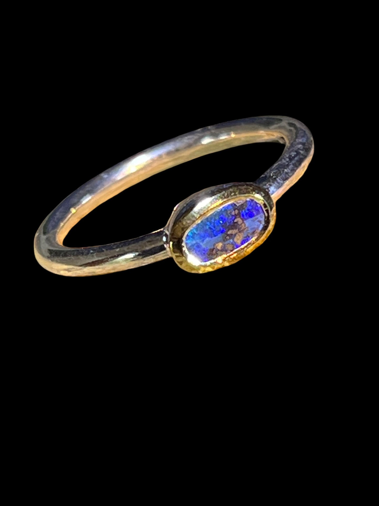 Wochenend Preis  Opal Glücksminimalist Blau in 18Kt Goldvermeil Ring in Silber