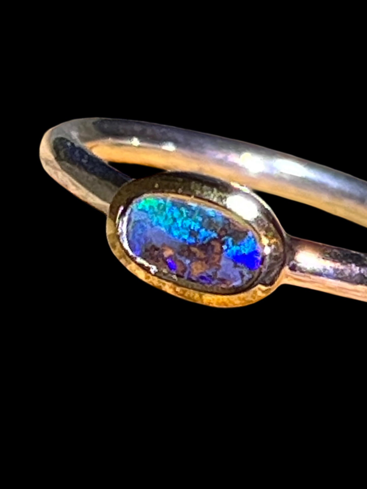 Wochenend Preis  Opal Glücksminimalist Blau in 18Kt Goldvermeil Ring in Silber