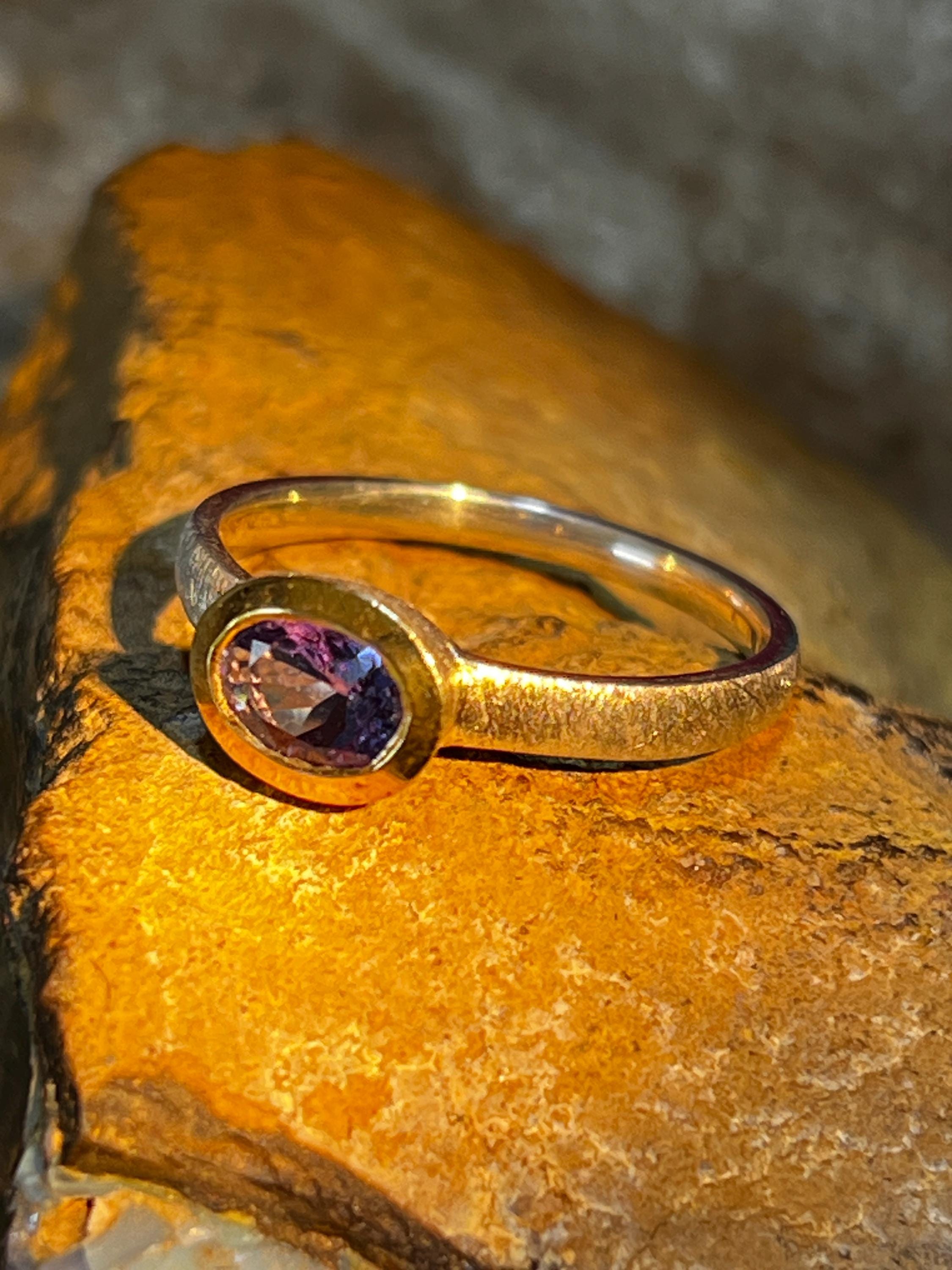 Tansanit Tagespreis  Stern von Afrika in 18kt Goldvermeil Fassung Silber Ring mattiert