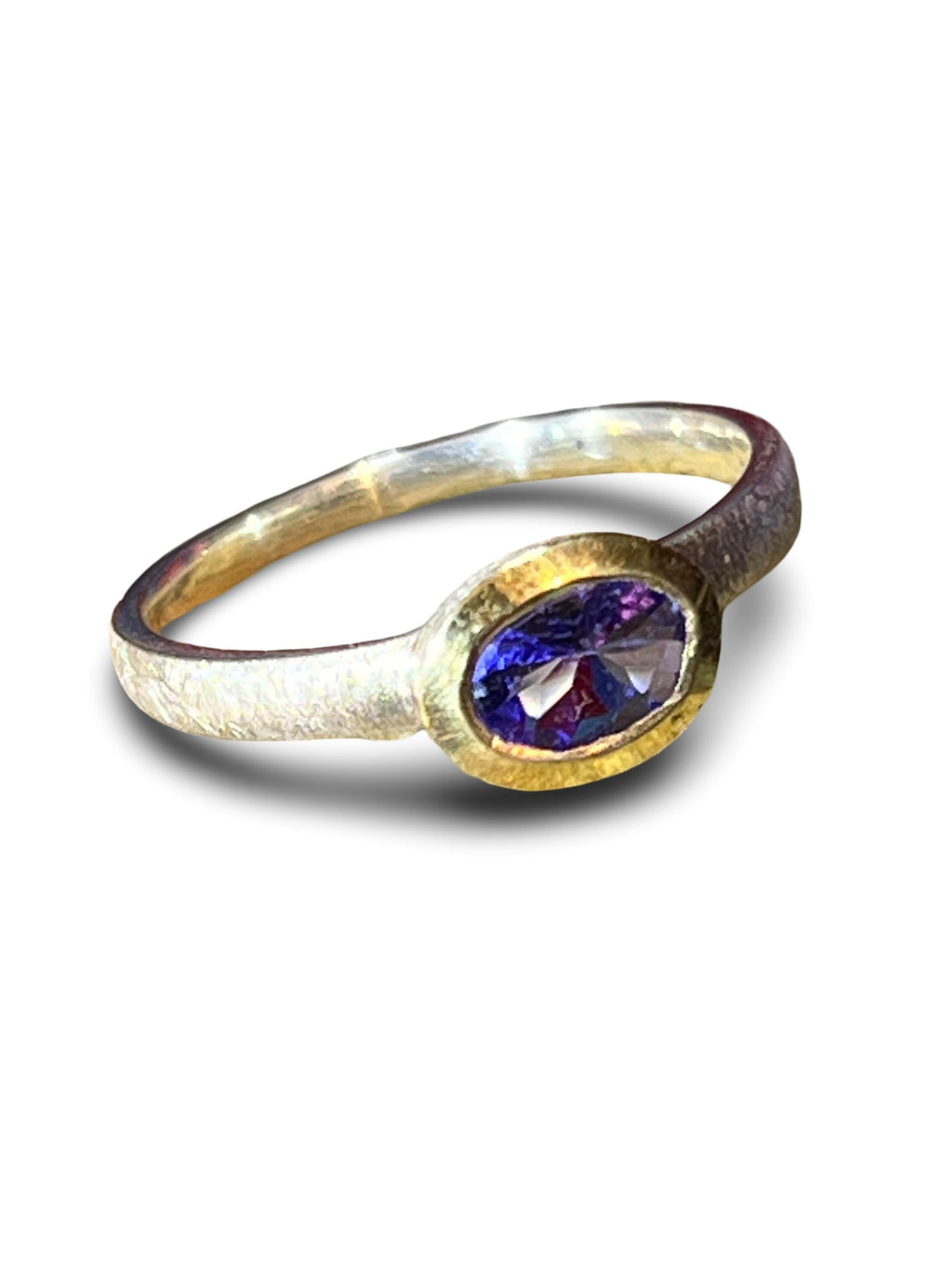 Tansanit Tagespreis  Stern von Afrika in 18kt Goldvermeil Fassung Silber Ring mattiert