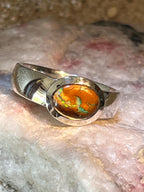 Boulder Opal natürliche Schönheit in schwerem Sterlingsilberring deutsche Handarbeit