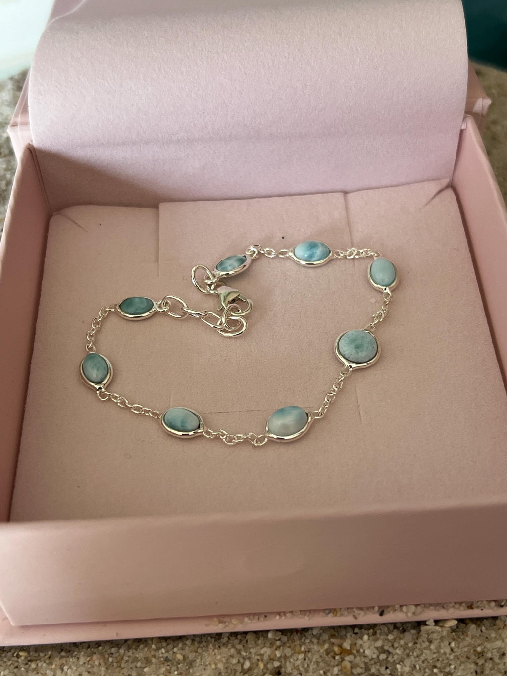 Echter Larimar Atlantis Tagespreis als Gliederarmband Serlingsilber