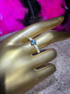 Australischer Blauer Zirkon in Sterlingsilber mit 18kt Goldvermeil Fassung deutsche Handarbeit