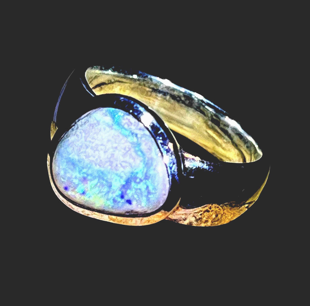 Queensland Boulder Opal lTagespreis   in 18 kt Goldvermeil Fassung  Sterlingsilberring