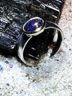 Schwarzopal Tagespreis  Sterlingsilberring mit18kt Goldvermeil Fassung deutsche Handarbeit