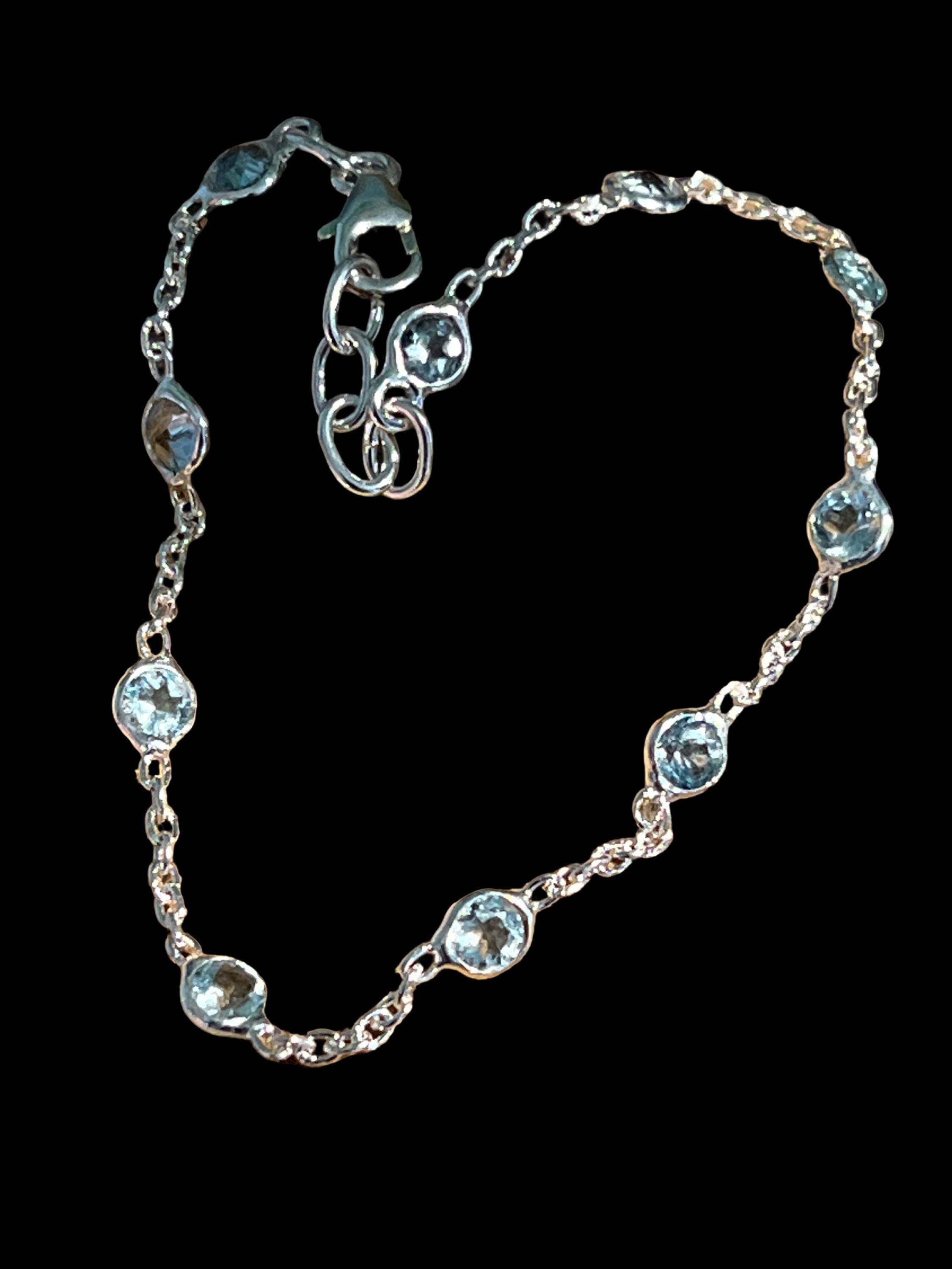 Aquamarin jeden Tag schön Sterlingsilber Armband deutsche Qualitätsarbeit