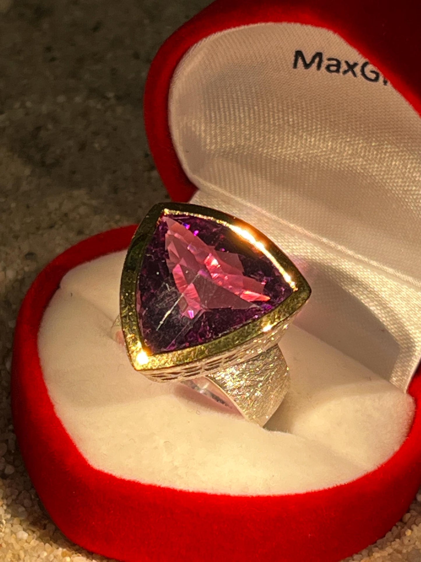 Amethyst 20 mm in 18Kt Goldvermeil Fassung Sterlingsilberring
