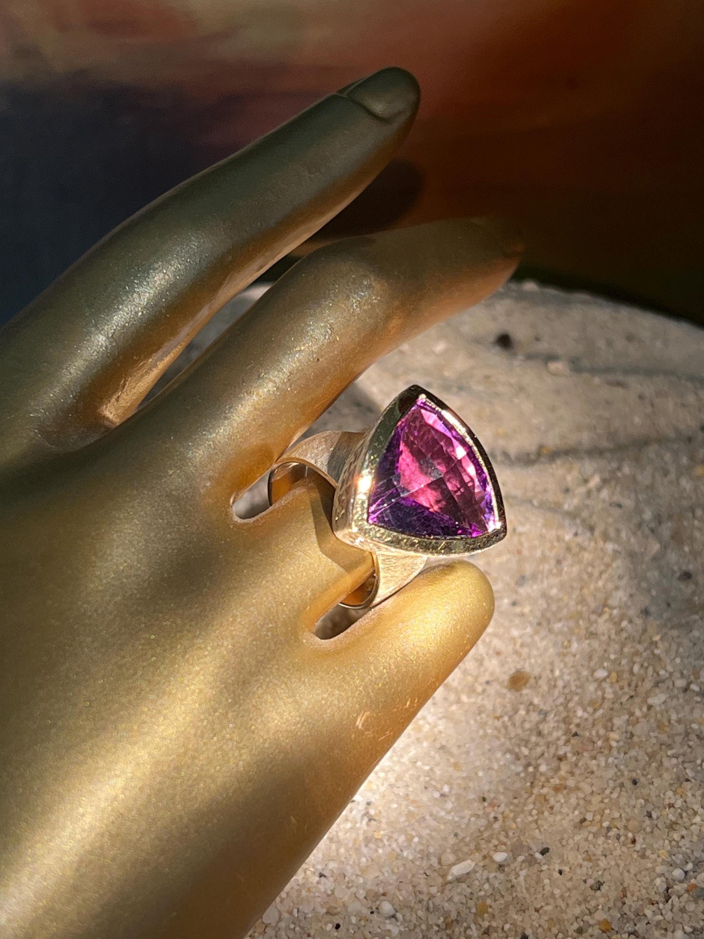 Amethyst 20 mm in 18Kt Goldvermeil Fassung Sterlingsilberring