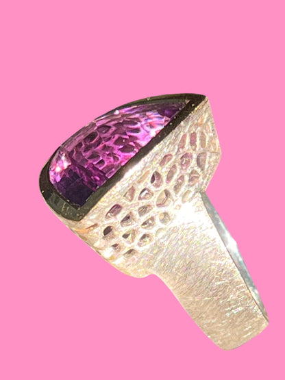 Amethyst 20 mm in 18Kt Goldvermeil Fassung Sterlingsilberring