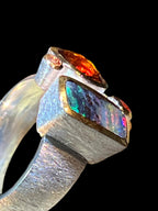 Gustav Klimt Opal mit Madagaskar Turmalin Ring in Sterlingsilber und 18Kt Gold Vermeil Fassung  deutsche Handarbeit