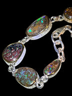9 Boulder Opale in 18Kt Goldvermeil Fassung Gliederarmband deutsche Handarbeit