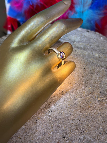 Tansanit Stern von Afrika in 18kt Goldvermeil Fassung Silber Ring mattiert