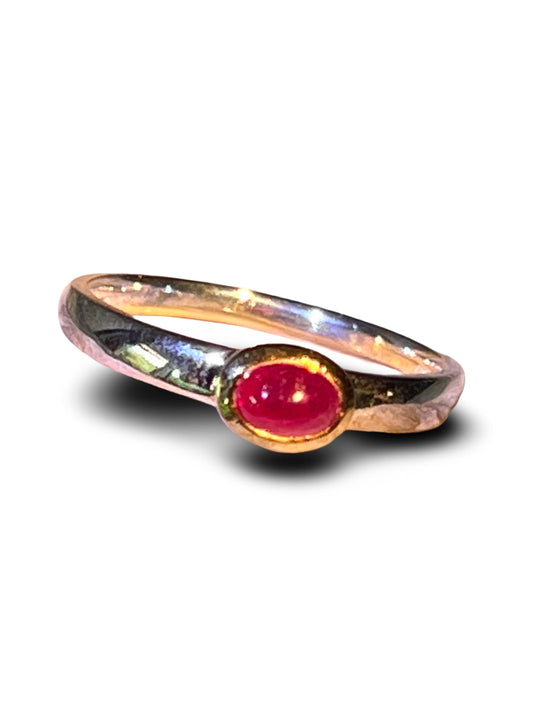 Rubin Tagespreis in 18Kt Goldvermeil Fassung Minimalist Ring Sterling deutsche Qualitätsarbeit