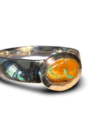 Boulder Opal natürliche Schönheit in schwerem Sterlingsilberring deutsche Handarbeit