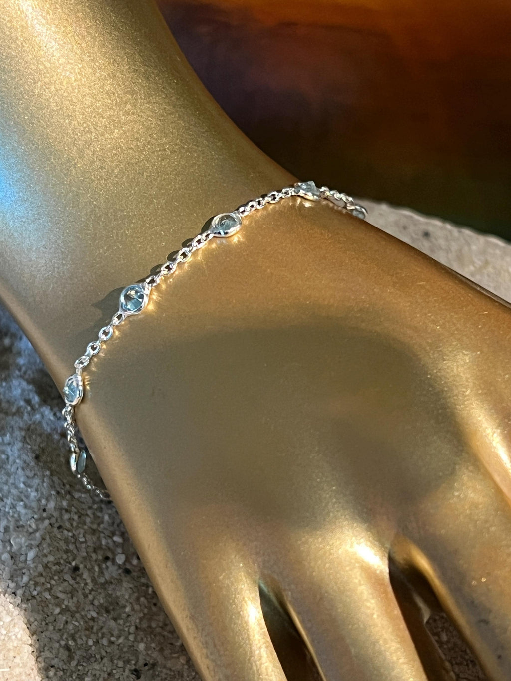 Aquamarin jeden Tag schön Sterlingsilber Armband deutsche Qualitätsarbeit