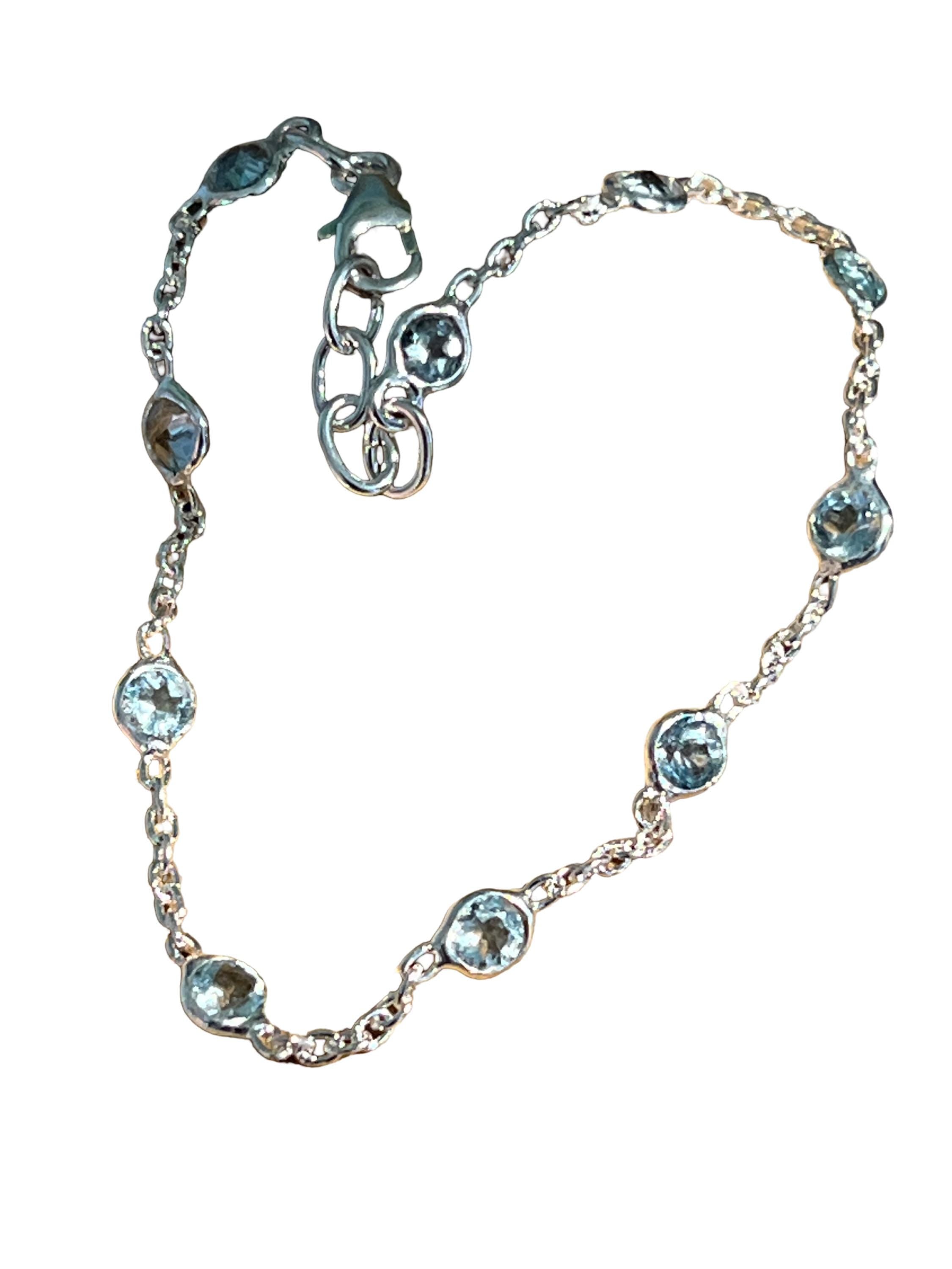 Aquamarin jeden Tag schön Sterlingsilber Armband deutsche Qualitätsarbeit