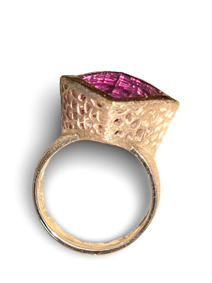 Amethyst 20 mm in 18Kt Goldvermeil Fassung Sterlingsilberring