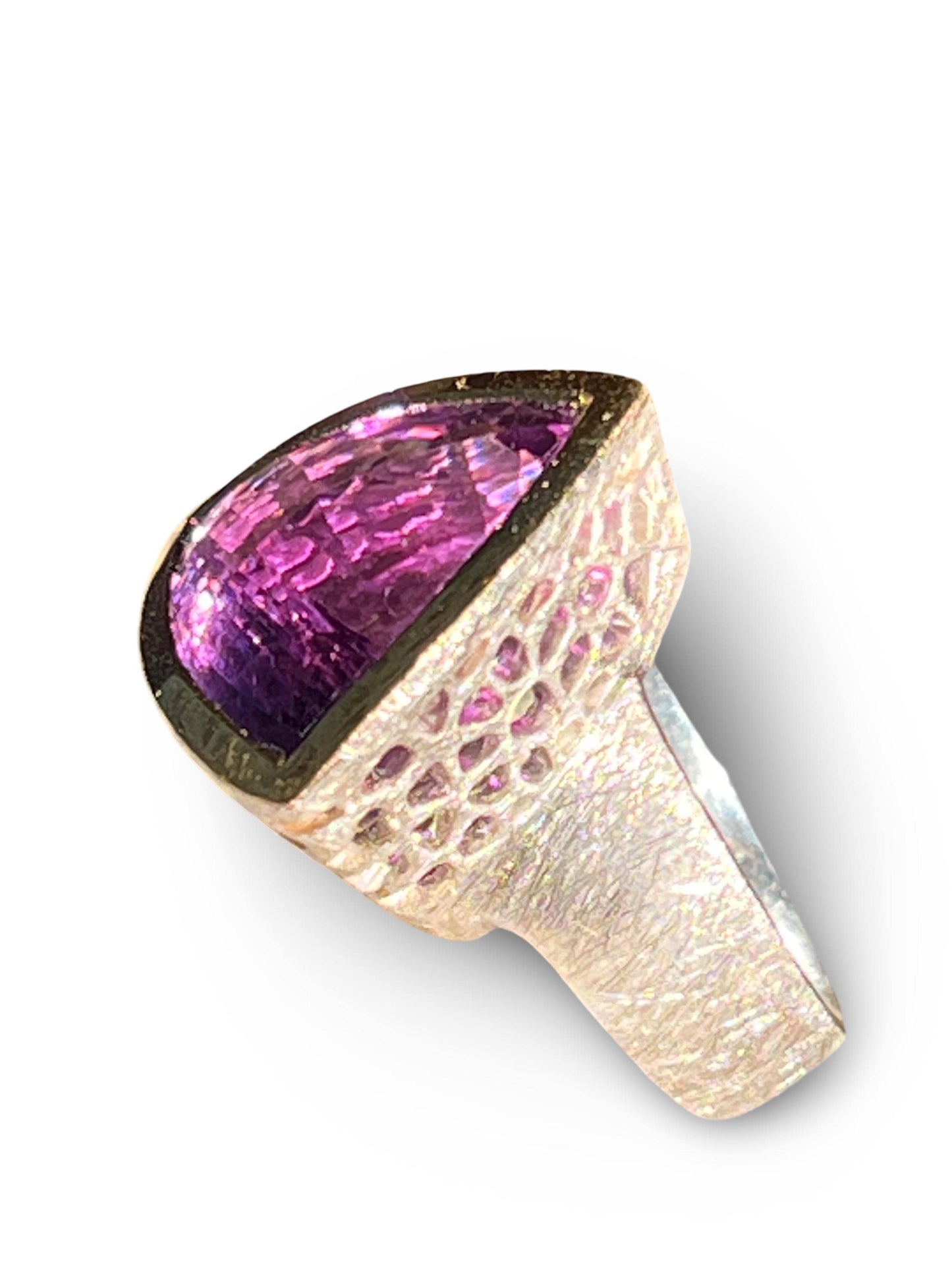 Amethyst 20 mm in 18Kt Goldvermeil Fassung Sterlingsilberring