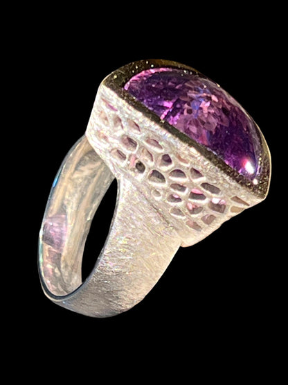 Amethyst 20 mm in 18Kt Goldvermeil Fassung Sterlingsilberring