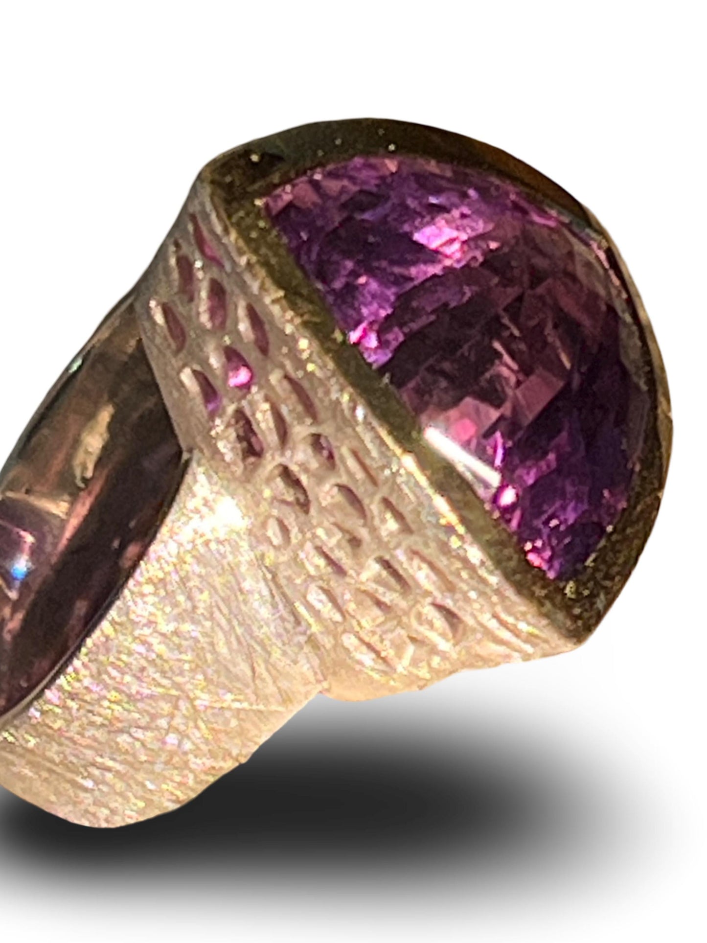 Amethyst 20 mm in 18Kt Goldvermeil Fassung Sterlingsilberring