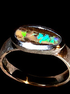 Opal opulent Metallic 14mm x 8mm Sterlingsilberring deutsche Handarbeit