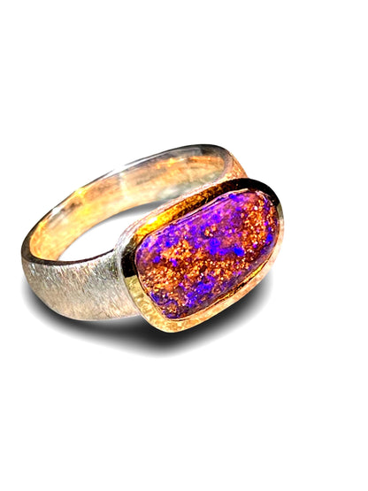 Queensland Opal in 18kt Goldvermeil Fassung im Sterlingsilber Ring