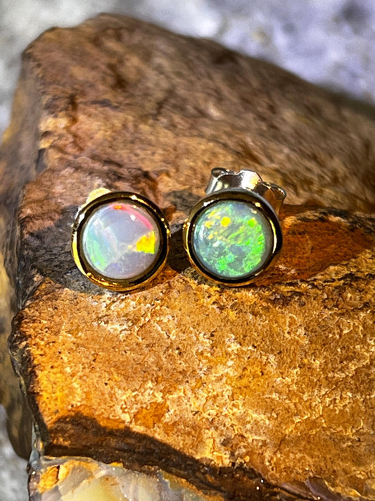 Schwarzopal Ohrstecker in 18Kt Goldvermeil Fassung