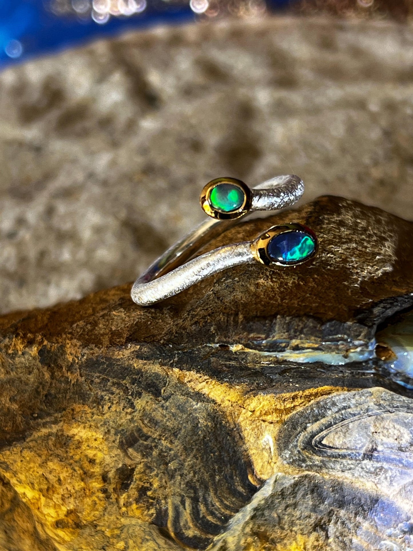 Schwarzopal Prunk und Pracht in 18kt Goldvermeil Fassung Sterlingsilberring deutsche Qualität