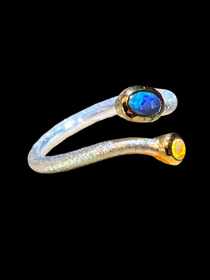 Schwarzopal Prunk und Pracht in 18kt Goldvermeil Fassung Sterlingsilberring deutsche Qualität