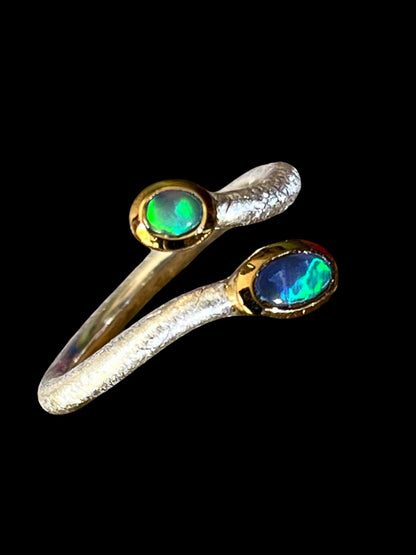 Schwarzopal Prunk und Pracht in 18kt Goldvermeil Fassung Sterlingsilberring deutsche Qualität