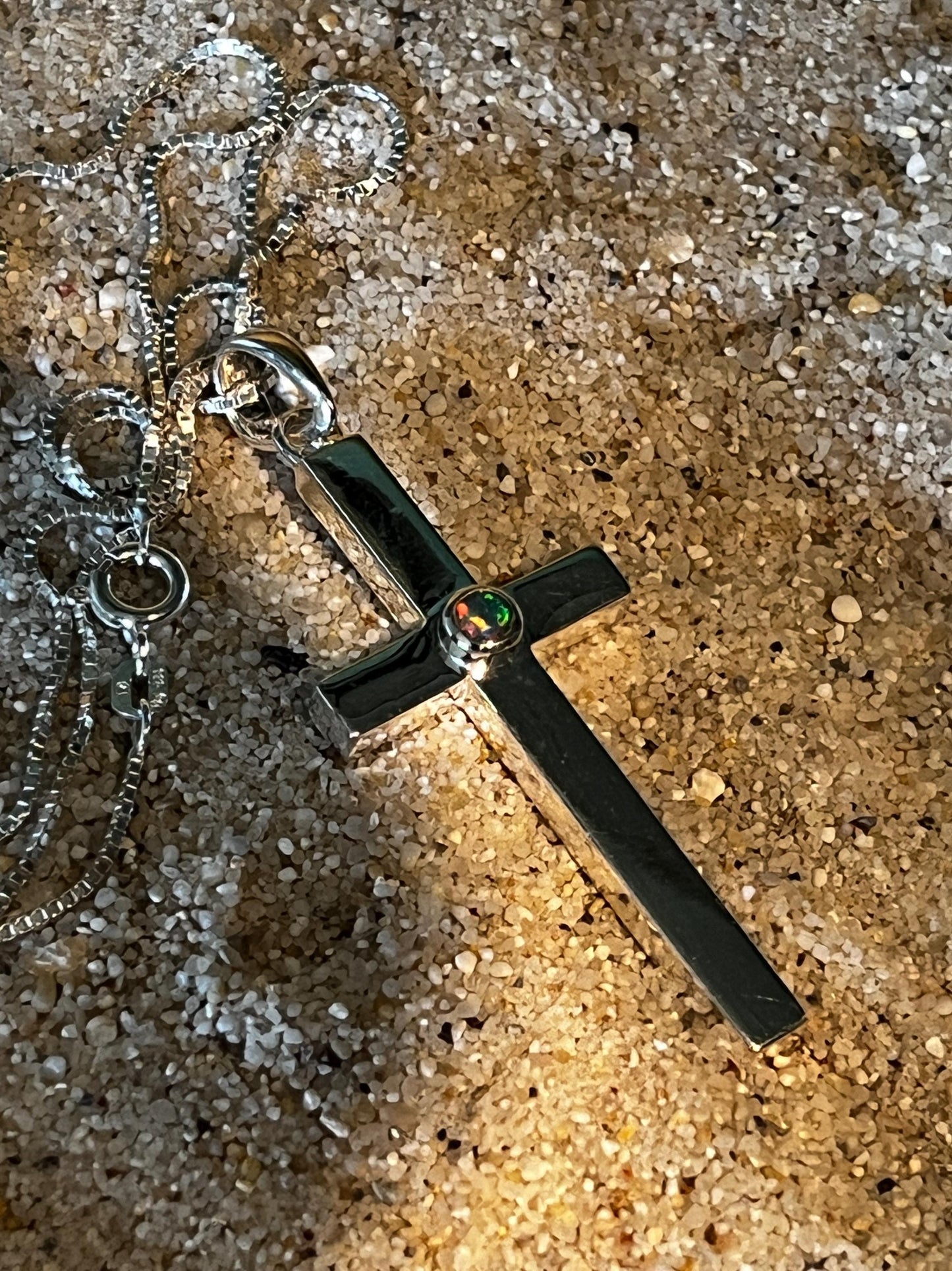 Opal Silber Kreuz stark orthodox sehr massiv und groß deutsche deutsche Qualitätsarbeit