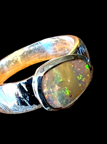 Grüne Wüste Boulder Opal Sterling Silber Ring deutsche Handarbeit