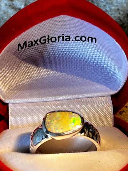 Grüne Wüste Boulder Opal Sterling Silber Ring deutsche Handarbeit