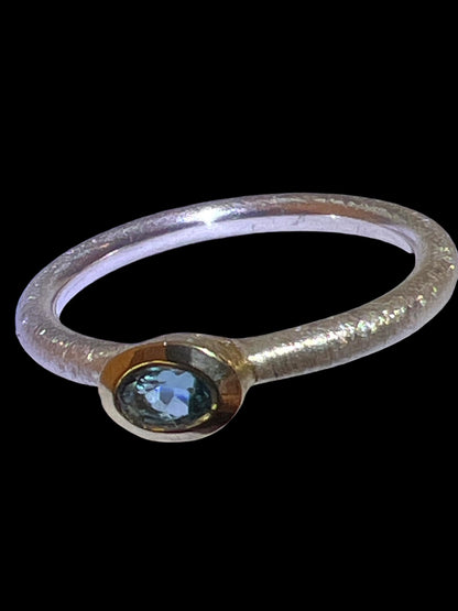 Indigolith Turmalin Ring in Silber mit 18Kt Goldvermeil Fassung