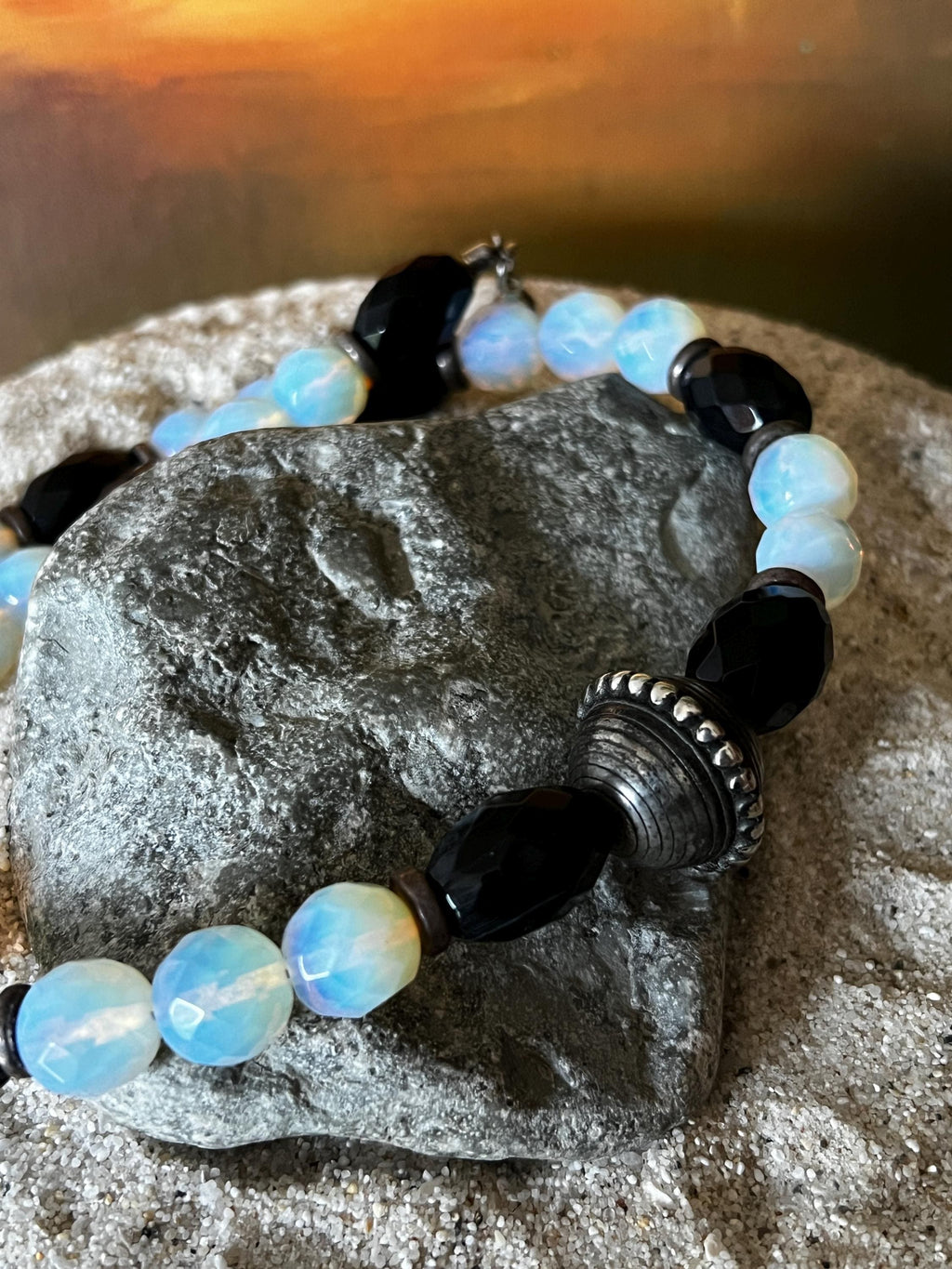 Onyx Opalglas Collier