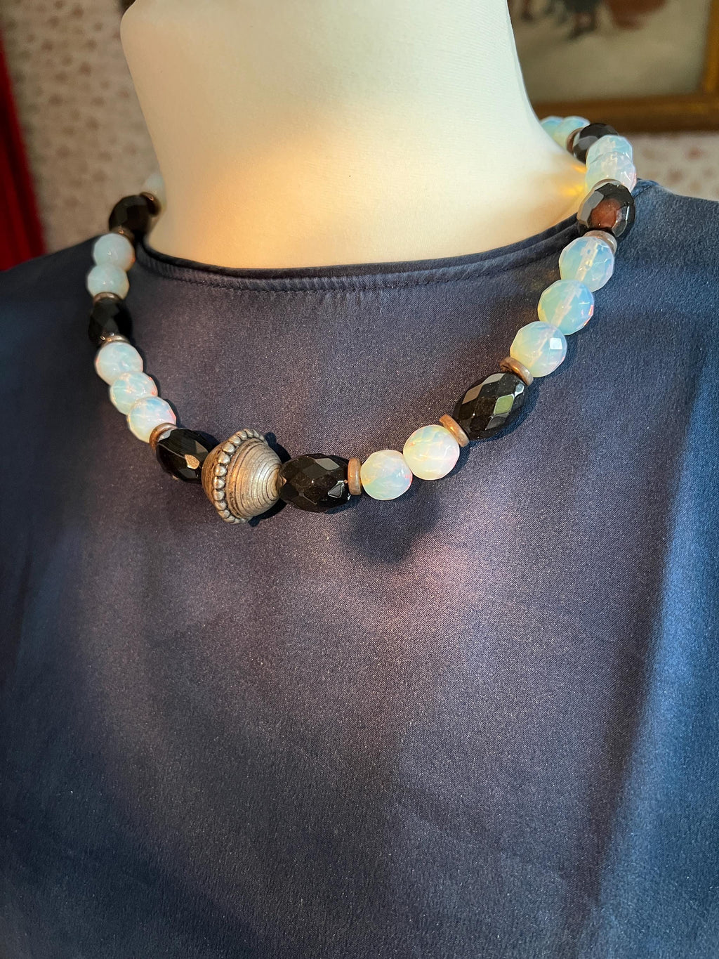 Onyx Opalglas Collier